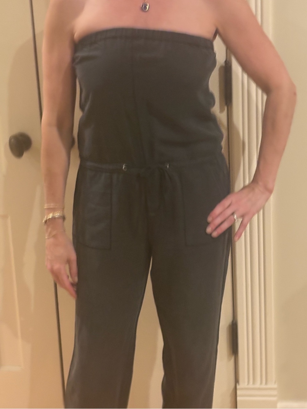 BUFFALO David Bitton Strapless Black Cargo Jumpsuit Size S/P.